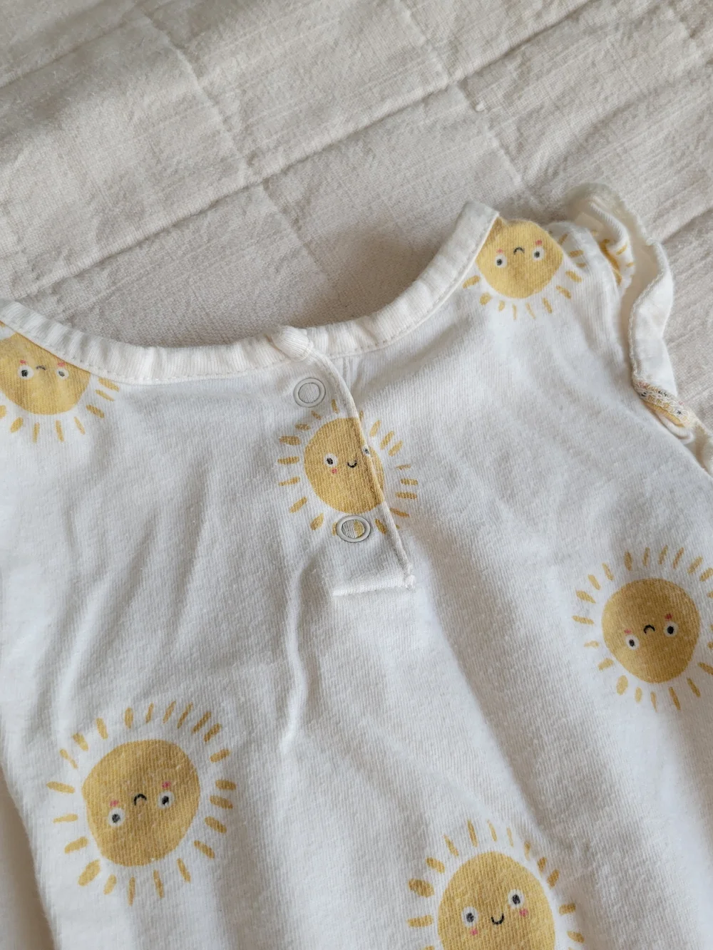 Old Navy White Baby Romper with Yellow Sun Print